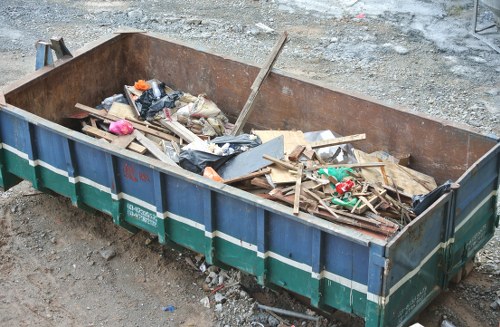 Truck being loaded during a residential junk removal