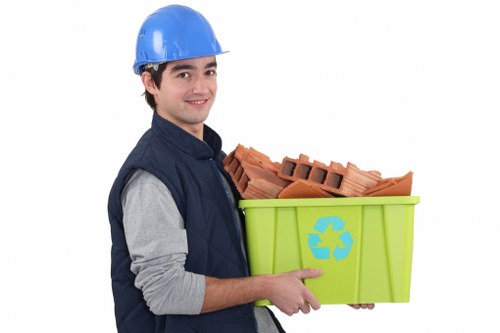 Recycled construction materials being sorted